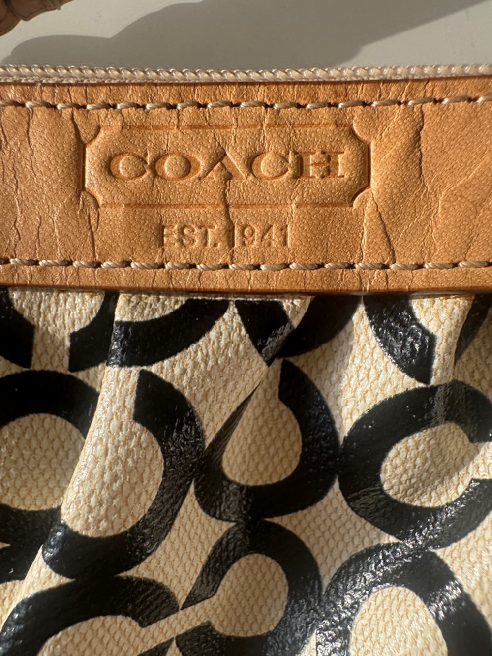 Coach Tan and Black Signature Wristlet - Picture 10 of 12